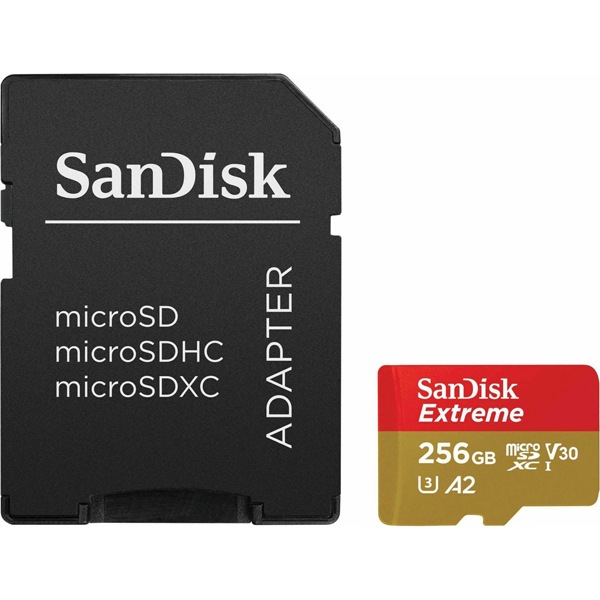Sandisk Extreme microSDXC 256GB U3 V30 A2 With Adapter Κάρτα Μνήμης