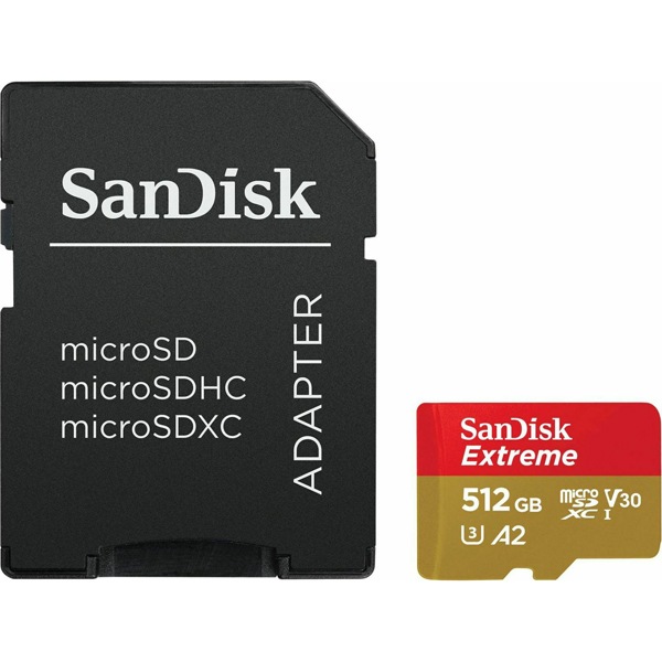Sandisk Extreme microSDXC 512GB U3 V30 A2 With Adapter Κάρτα Μνήμης