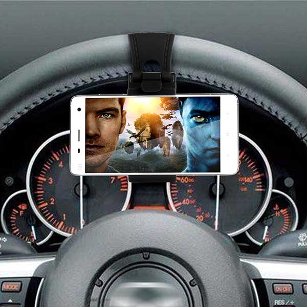 Car Stand Steering Phone Mount Holder Black Βάση Στήριξης Κινητού Στο Τιμόνι