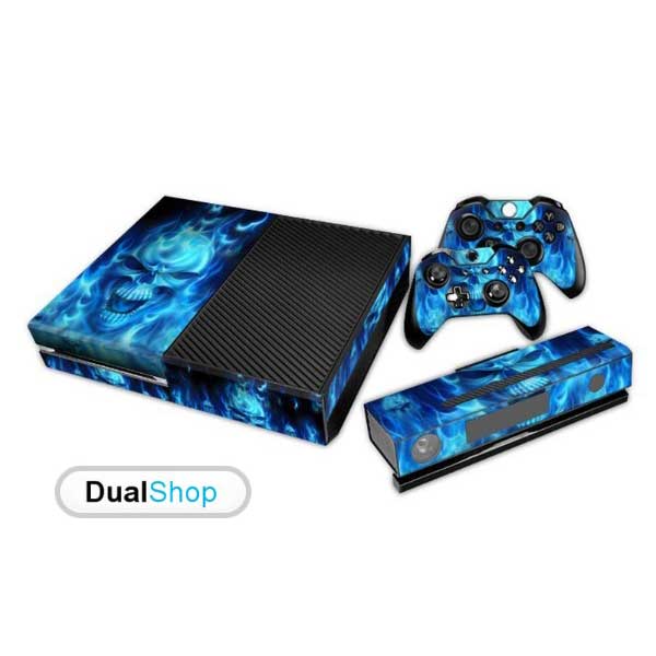 Sticker Skin Blue Skull Αυτοκόλλητο + 2 Controller Skin - Xbox One Console