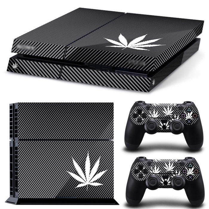 Sticker Skin Black Leaf Αυτοκόλλητο + 2 Controller Sticker - PS4 Fat Console