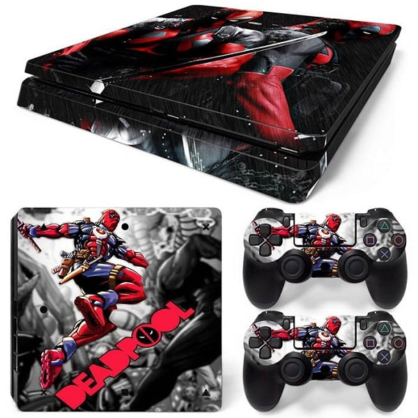 Sticker Skin Deadpool #2 Αυτοκόλλητο + 2 Controller Sticker - PS4 Slim Console