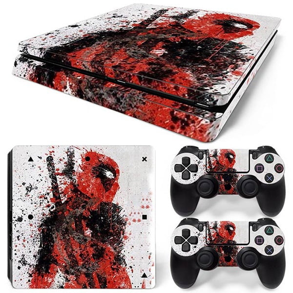 Sticker Skin Deadpool Αυτοκόλλητο + 2 Controller Sticker - PS4 Slim Console