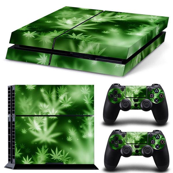 Sticker Skin Green Leaf Αυτοκόλλητο + 2 Controller Sticker - PS4 Fat Console