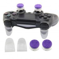 Extended Trigger R2 L2 Transparent & FPS Grips Caps Purple - PS4 Controller