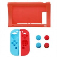 Silicone Case Skin Red With Thumbstick Caps Grip - Nintendo Switch Console