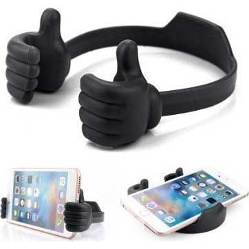 Cute Thumb Stand Mobile Black Βάση Στήριξης Μαύρη Για Κινητά / Tablet